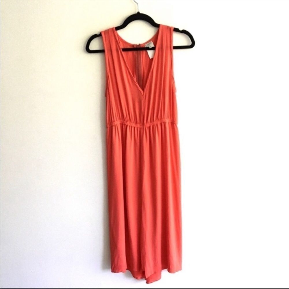 ARITZIA Silk Sleeveless V-Neck Midi Dress Melon S - Picture 4 of 7